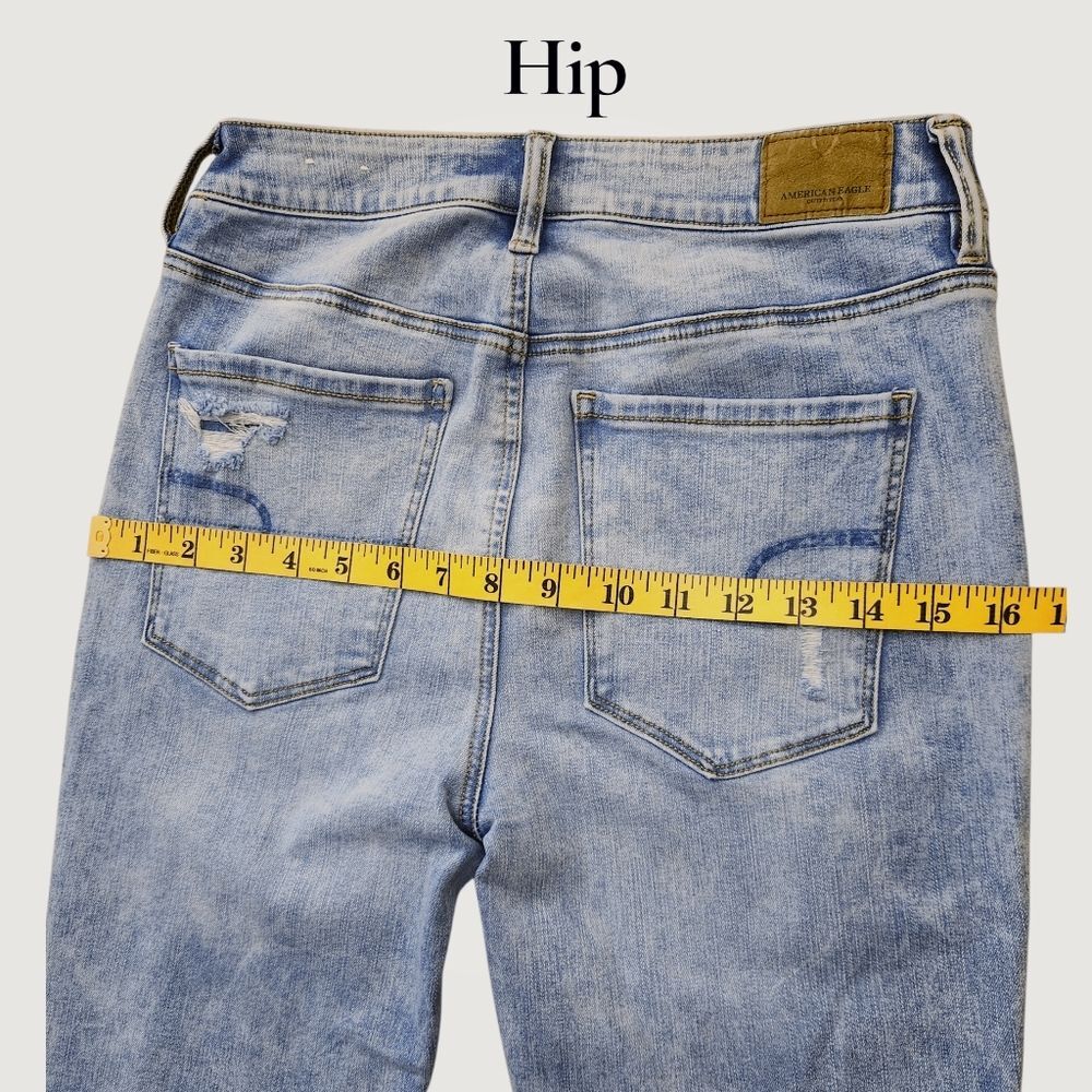 American Eagle Women's Hi-Rise Jeans Denim Blue Skinny Distressed Size 6 Small - Picture 12 of 16